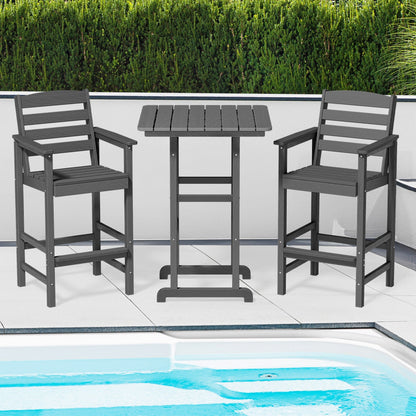 Set di 3 sedie Adirondack alte in plastica, set da conversazione per patio