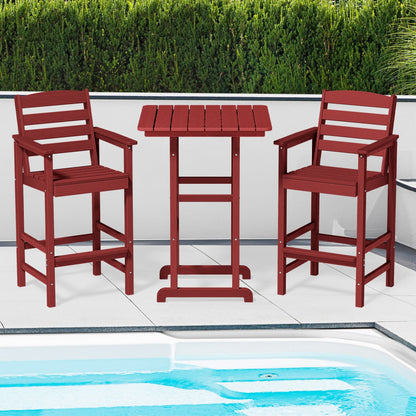 Set di 3 sedie Adirondack alte in plastica, set da conversazione per patio