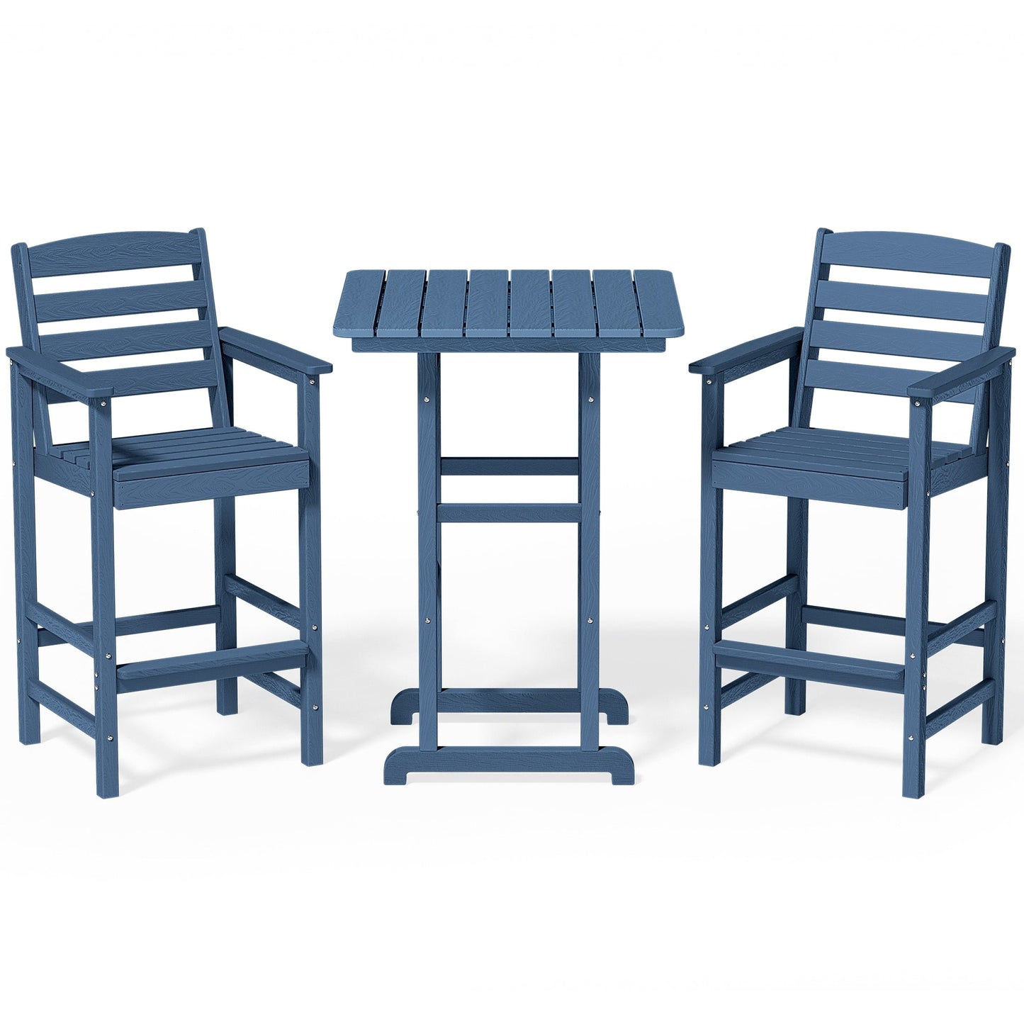 Set di 3 sedie Adirondack alte in plastica, set da conversazione per patio
