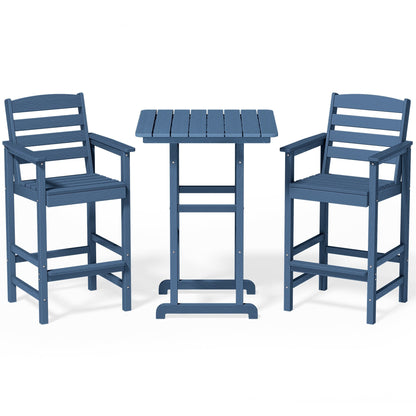 Set di 3 sedie Adirondack alte in plastica, set da conversazione per patio