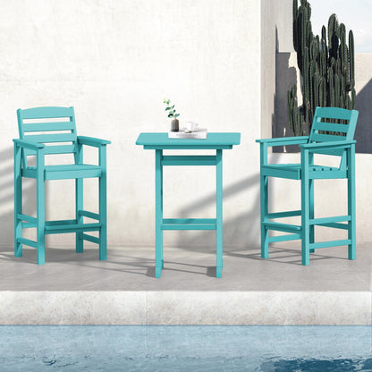 Set di 3 sedie Adirondack alte in plastica, set da conversazione per patio