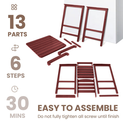 Set di 3 sedie Adirondack alte in plastica, set da conversazione per patio