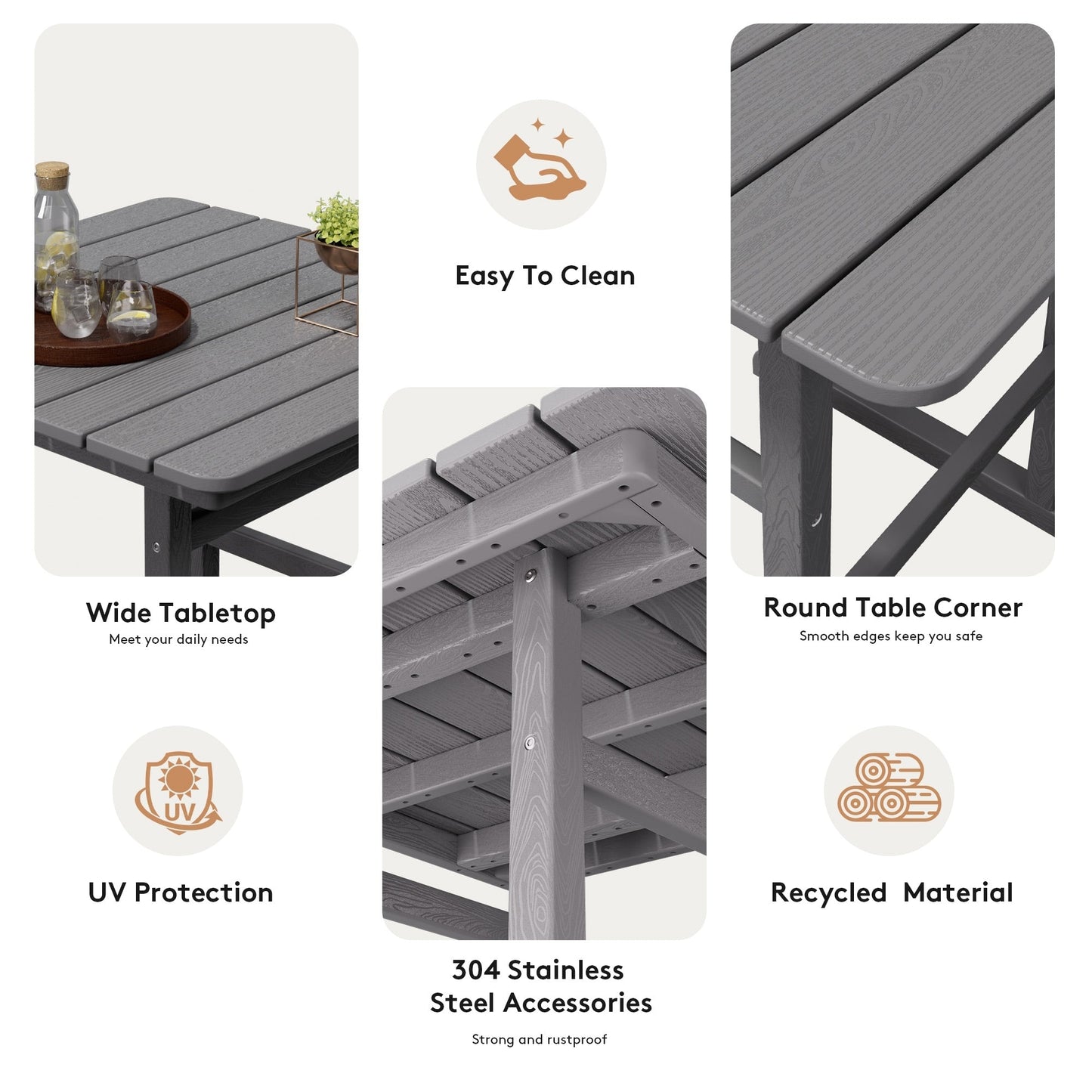 Set di 5 sedie Adirondack alte in plastica per conversazione in giardino