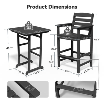 Set di 5 sedie Adirondack alte in plastica per conversazione in giardino