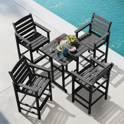 Set di 5 sedie Adirondack alte in plastica per conversazione in giardino