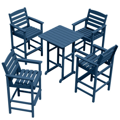 Set di 5 sedie Adirondack alte in plastica per conversazione in giardino