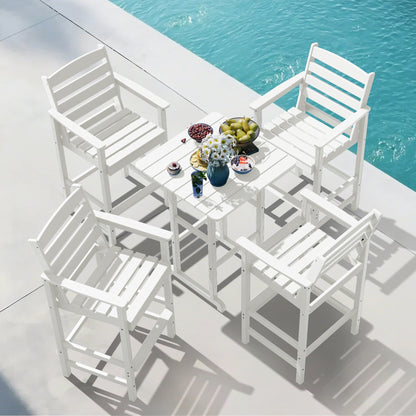 Set di 5 sedie Adirondack alte in plastica per conversazione in giardino