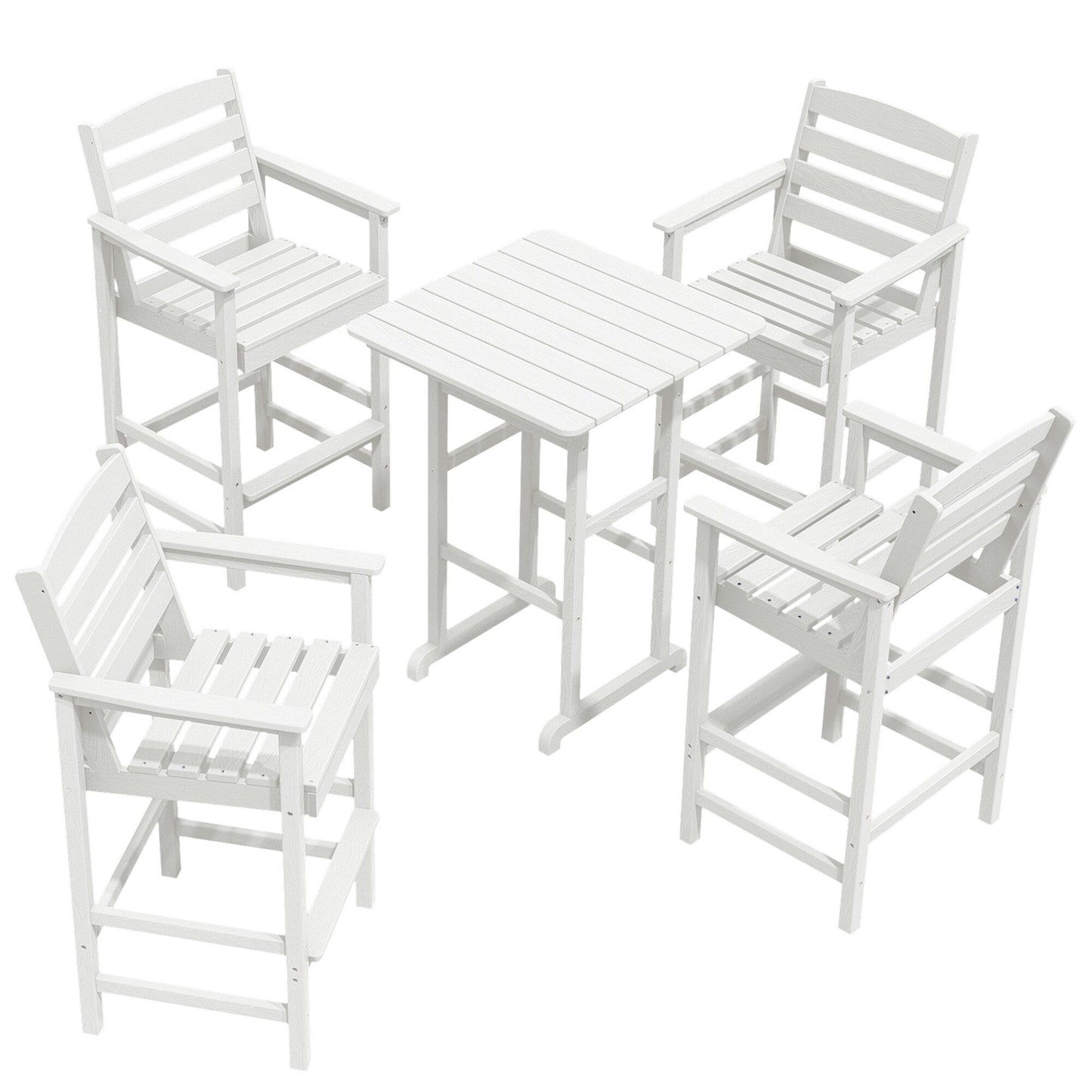 Set di 5 sedie Adirondack alte in plastica per conversazione in giardino