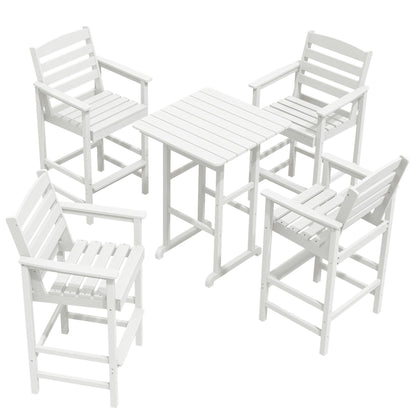 Set di 5 sedie Adirondack alte in plastica per conversazione in giardino