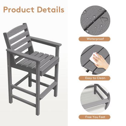 Set di 5 sedie Adirondack alte in plastica per conversazione in giardino