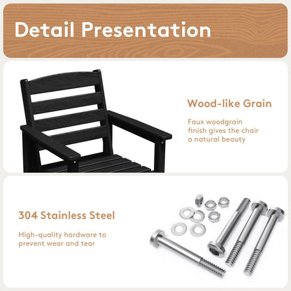 Set di 5 sedie Adirondack alte in plastica per conversazione in giardino