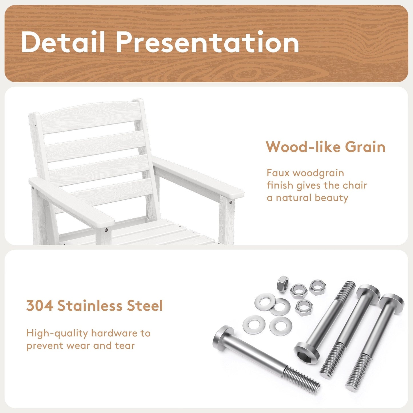 Set di 5 sedie Adirondack alte in plastica per conversazione in giardino