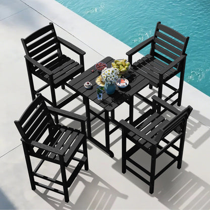 Set di 5 sedie Adirondack alte in plastica per conversazione in giardino