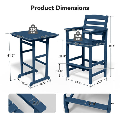 Set di 5 sedie Adirondack alte in plastica per conversazione in giardino