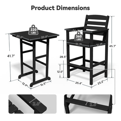 Set di 5 sedie Adirondack alte in plastica per conversazione in giardino