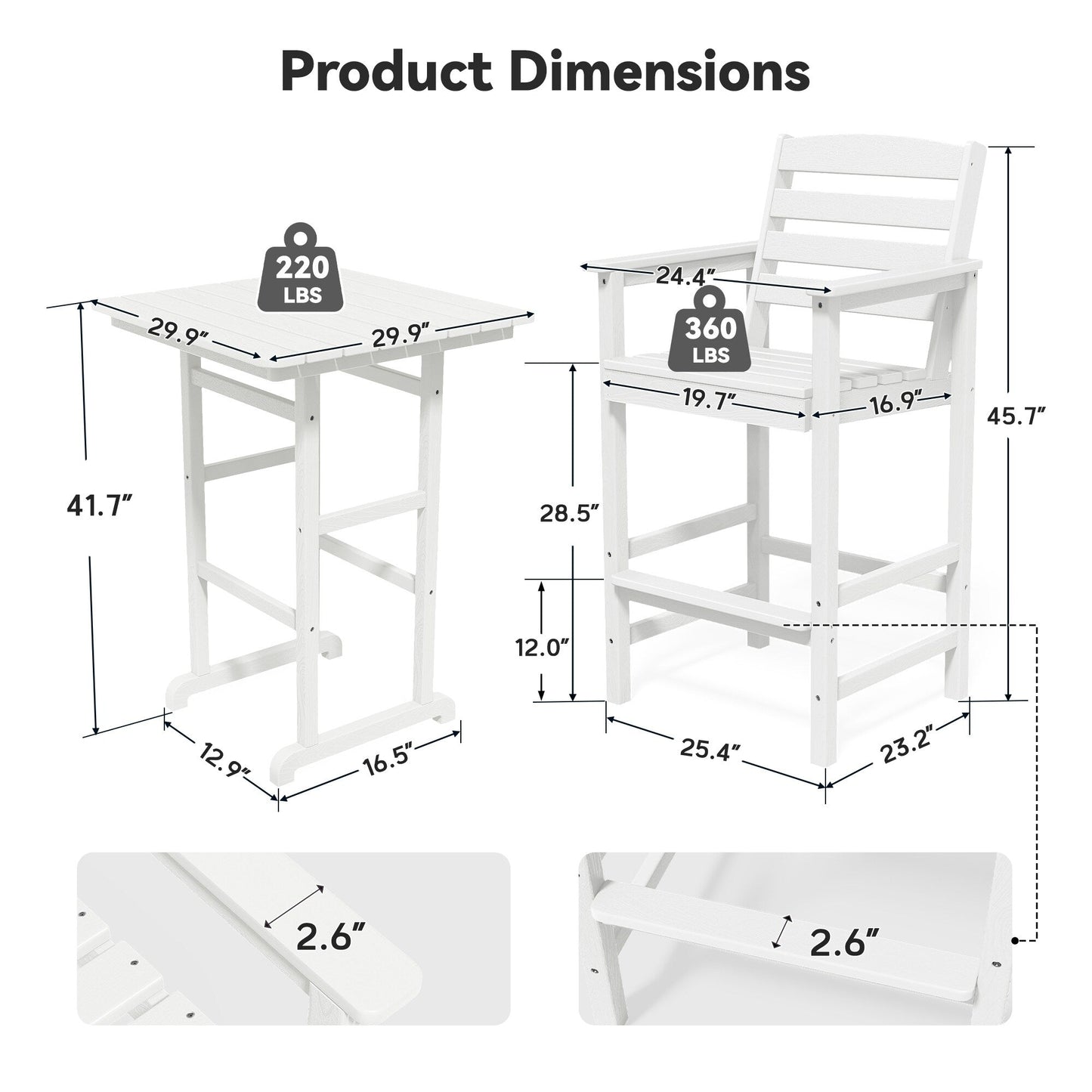 Set di 5 sedie Adirondack alte in plastica per conversazione in giardino