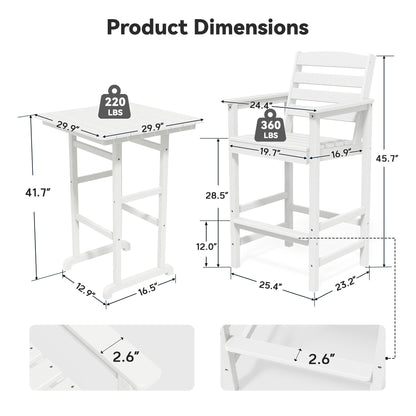 Set di 5 sedie Adirondack alte in plastica per conversazione in giardino