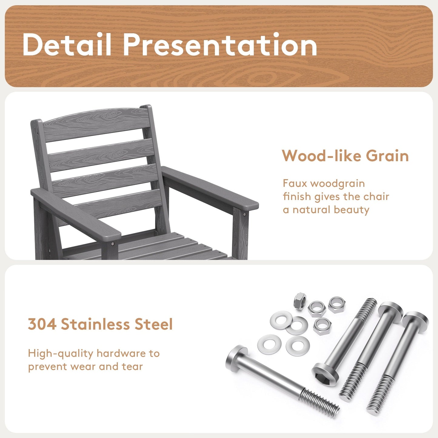 Set di 5 sedie Adirondack alte in plastica per conversazione in giardino