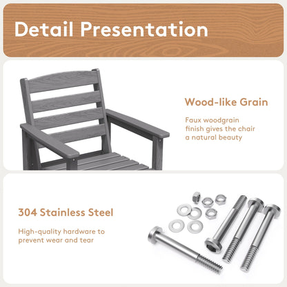 Set di 5 sedie Adirondack alte in plastica per conversazione in giardino