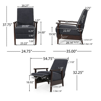 Poltrona reclinabile imbottita con schienale reclinabile Plevna di Christopher Knight Home