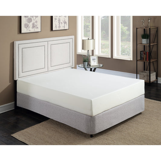 Materasso in memory foam Plush 10 gel di media grandezza in una scatola con fodera traspirante in aloe vera bianca