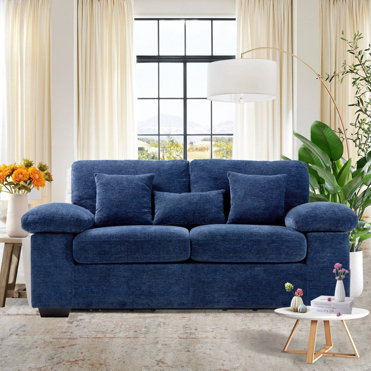 Divano a due posti in ciniglia di peluche 73 - Include 3 cuscini bonus e cuscino posteriore rimovibile - Divano a 2 posti per soggiorno