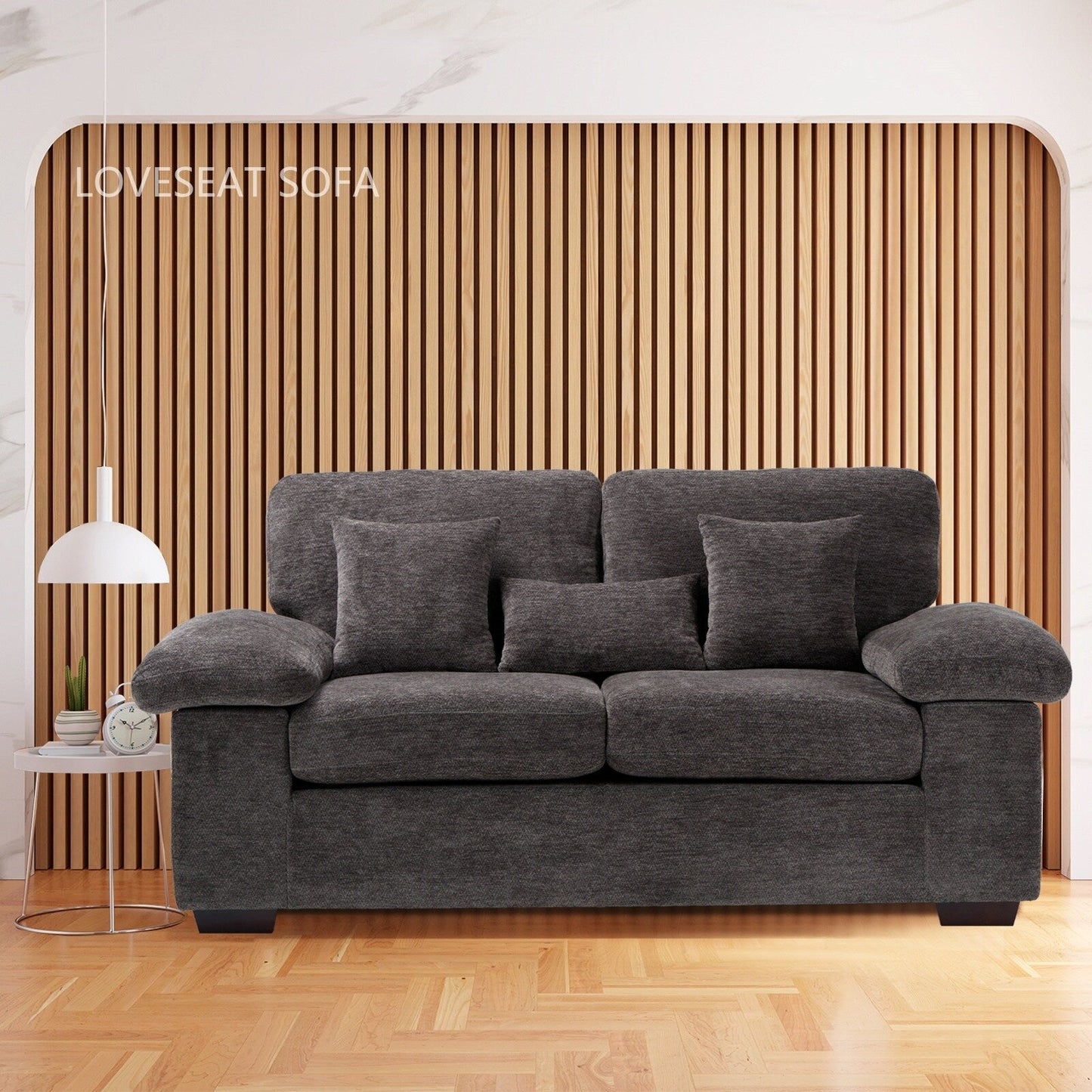 Divano a due posti in ciniglia di peluche 73 - Include 3 cuscini bonus e cuscino posteriore rimovibile - Divano a 2 posti per soggiorno