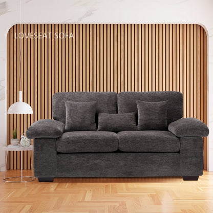 Divano a due posti in ciniglia di peluche 73 - Include 3 cuscini bonus e cuscino posteriore rimovibile - Divano a 2 posti per soggiorno