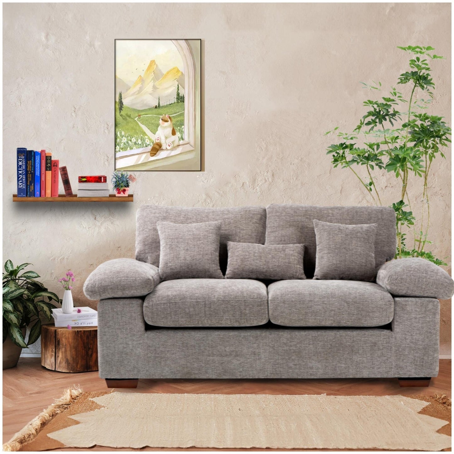 Divano a due posti in ciniglia di peluche 73 - Include 3 cuscini bonus e cuscino posteriore rimovibile - Divano a 2 posti per soggiorno