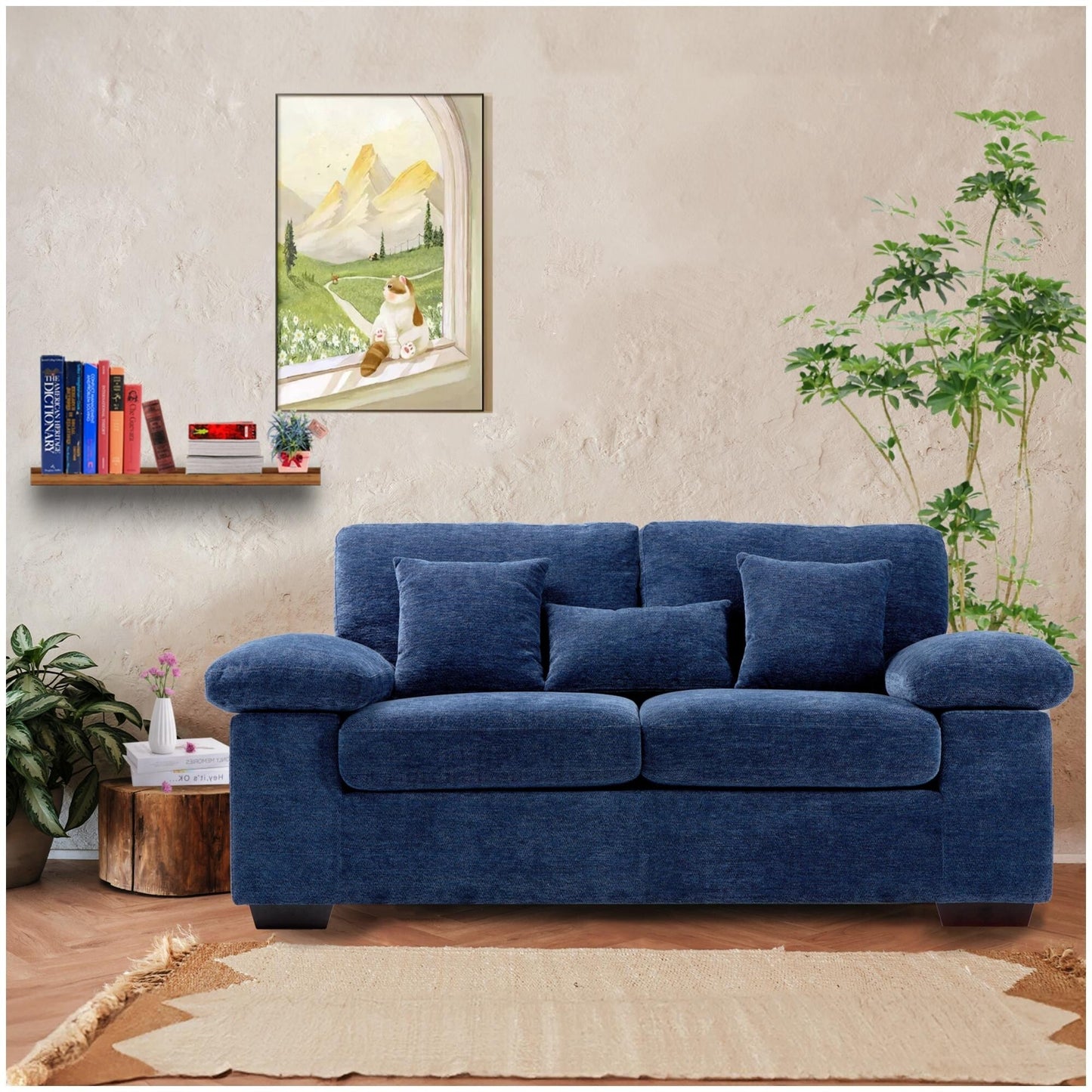 Divano a due posti in ciniglia di peluche 73 - Include 3 cuscini bonus e cuscino posteriore rimovibile - Divano a 2 posti per soggiorno