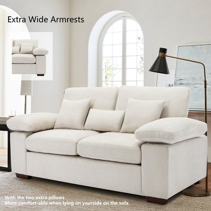 Divano a due posti in ciniglia di peluche 73 - Include 3 cuscini bonus e cuscino posteriore rimovibile - Divano a 2 posti per soggiorno