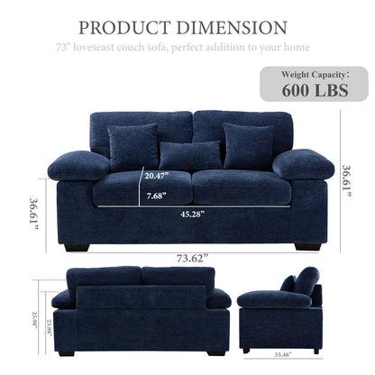 Divano a due posti in ciniglia di peluche 73 - Include 3 cuscini bonus e cuscino posteriore rimovibile - Divano a 2 posti per soggiorno