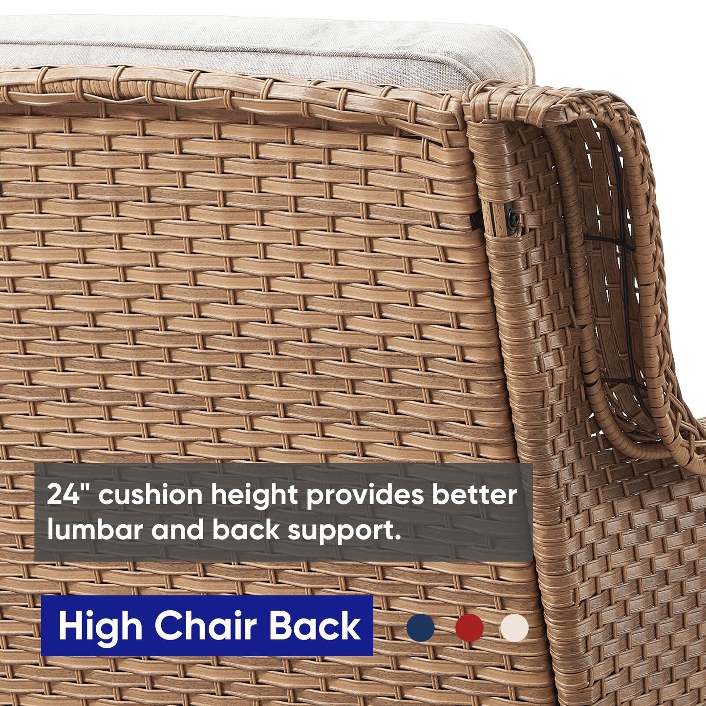 Set da bistrot girevole da esterno Pocassy da 3 pezzi, sedie a dondolo in vimini