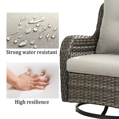 Set da bistrot girevole da esterno Pocassy da 3 pezzi, sedie a dondolo in vimini