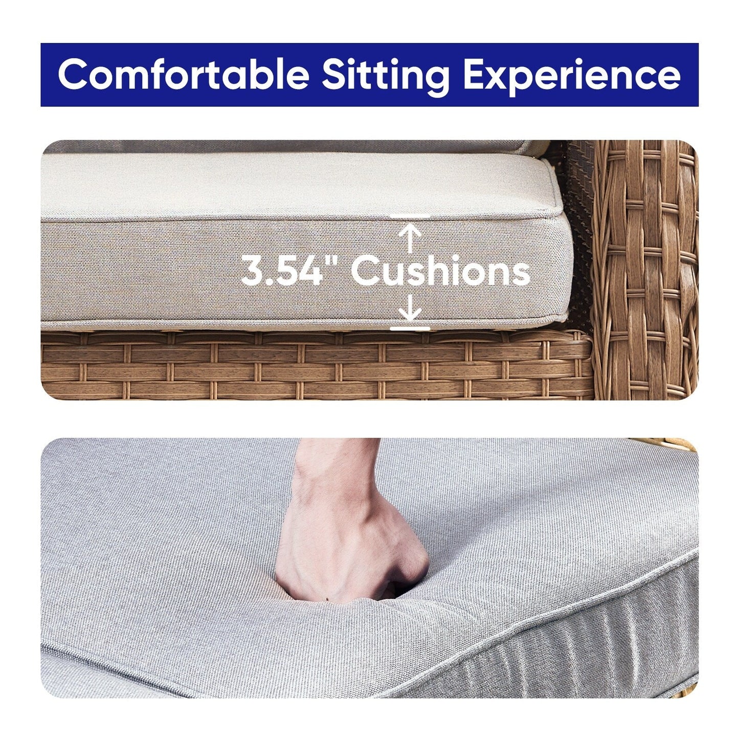 Set da bistrot girevole da esterno Pocassy da 3 pezzi, sedie a dondolo in vimini