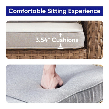 Set da bistrot girevole da esterno Pocassy da 3 pezzi, sedie a dondolo in vimini