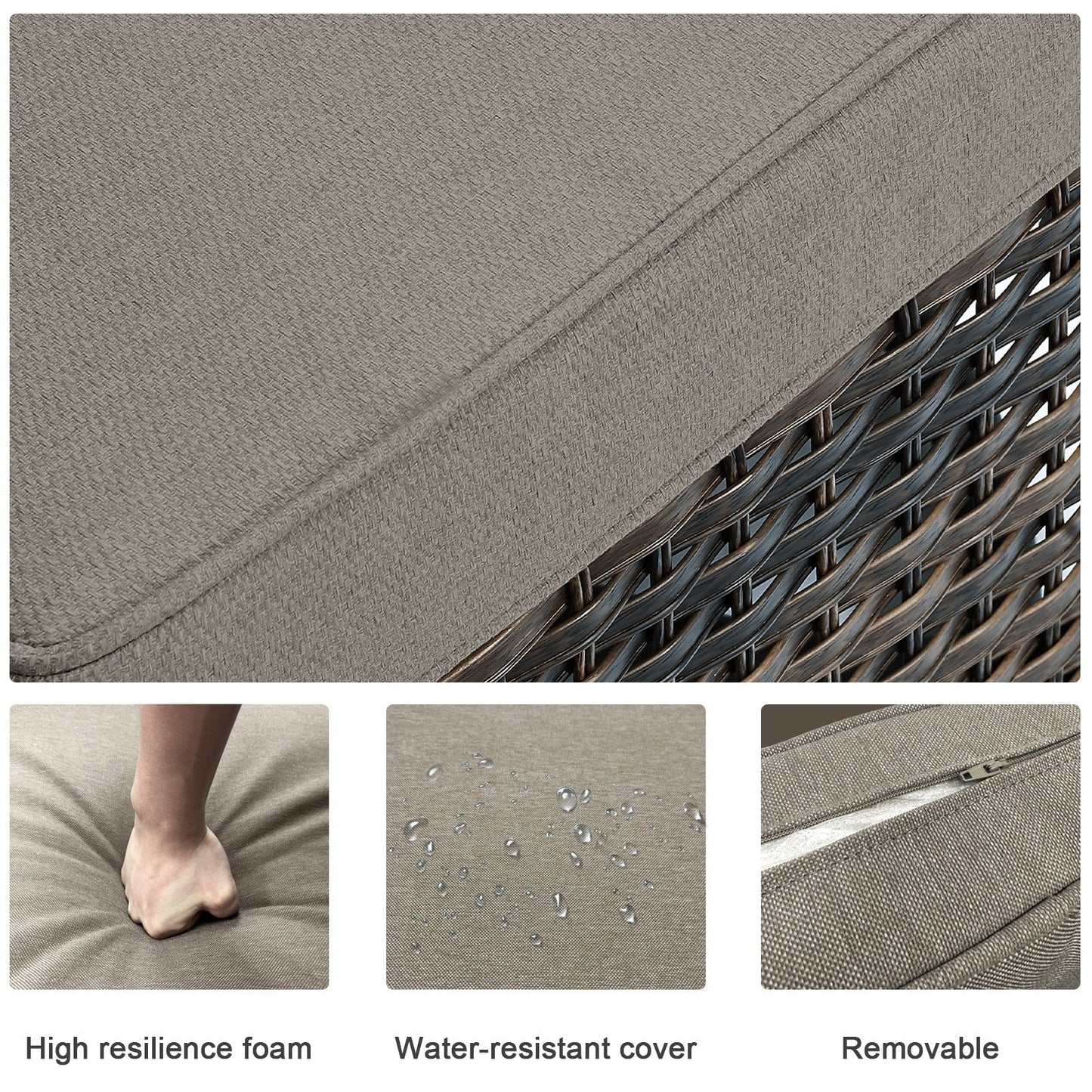 Set da bistrot girevole da esterno Pocassy da 3 pezzi, sedie a dondolo in vimini