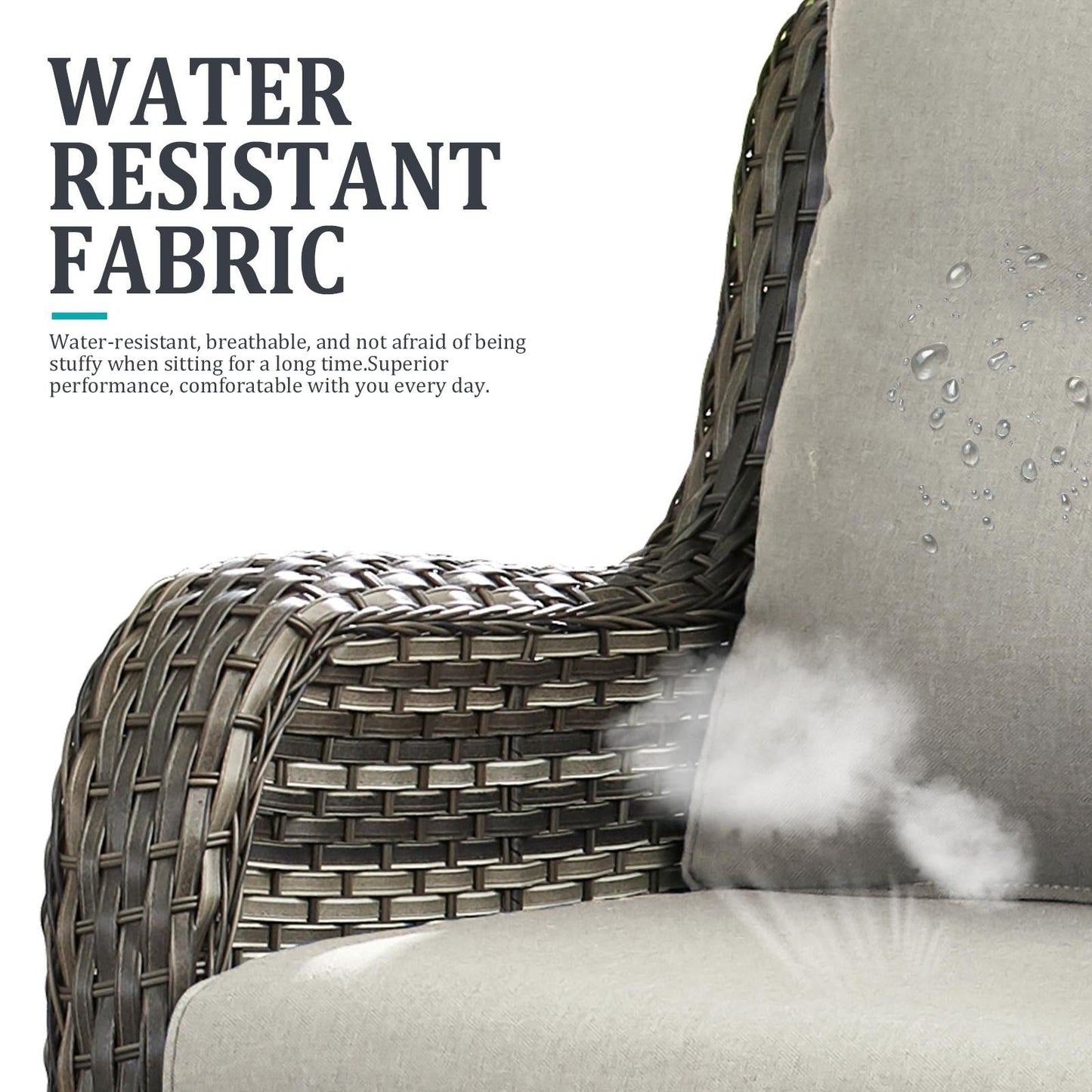 Set da bistrot girevole da esterno Pocassy da 3 pezzi, sedie a dondolo in vimini