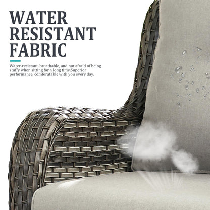 Set da bistrot girevole da esterno Pocassy da 3 pezzi, sedie a dondolo in vimini