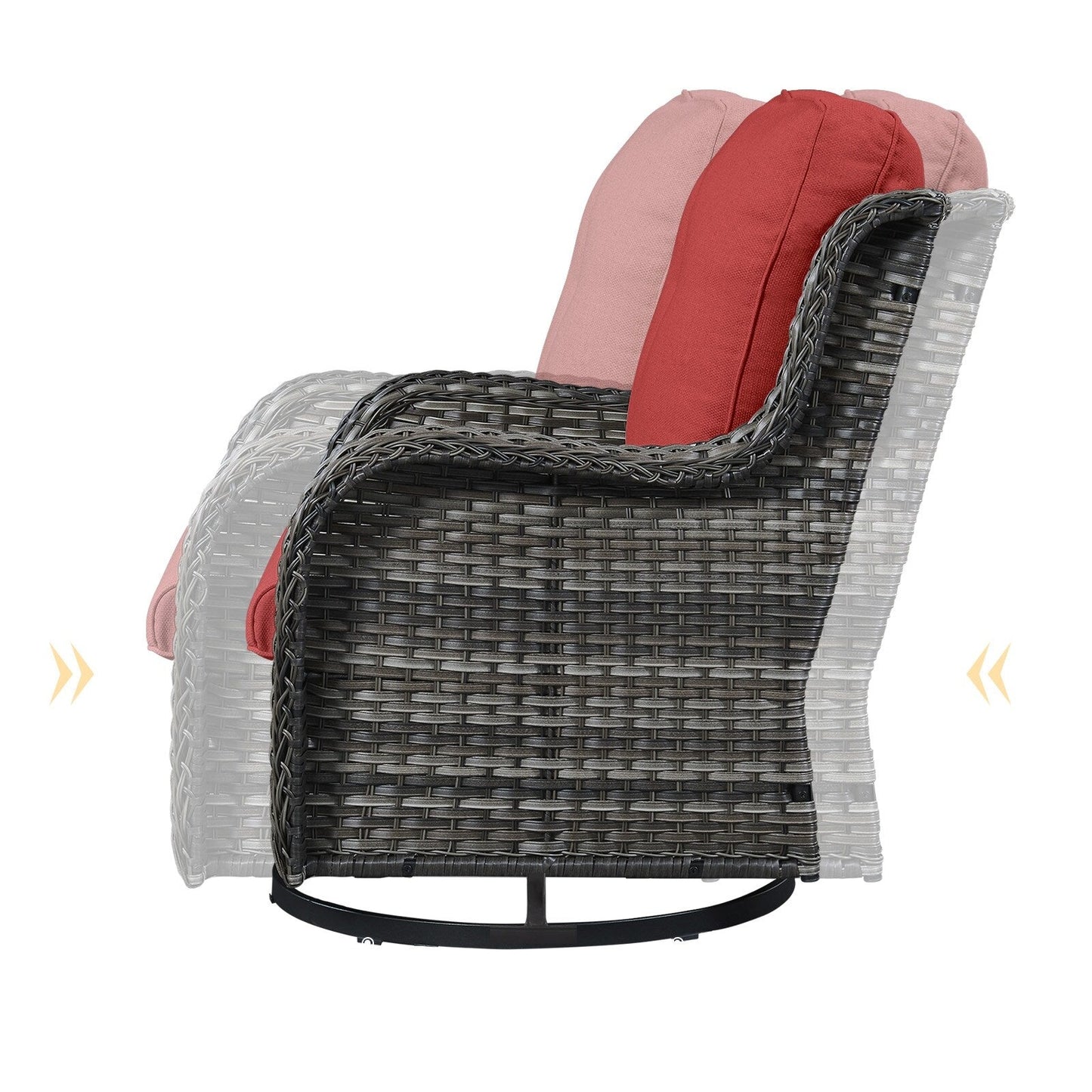 Set da bistrot girevole da esterno Pocassy da 3 pezzi, sedie a dondolo in vimini