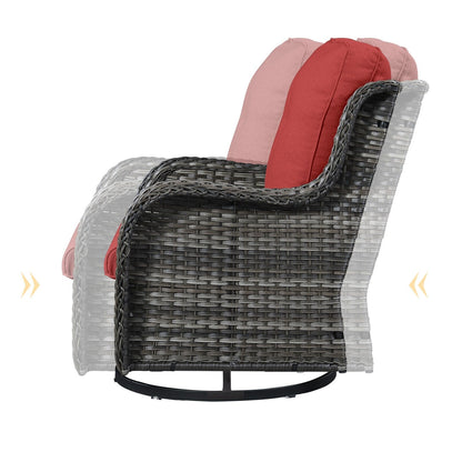 Set da bistrot girevole da esterno Pocassy da 3 pezzi, sedie a dondolo in vimini