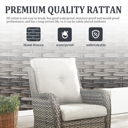 Set da bistrot girevole da esterno Pocassy da 3 pezzi, sedie a dondolo in vimini