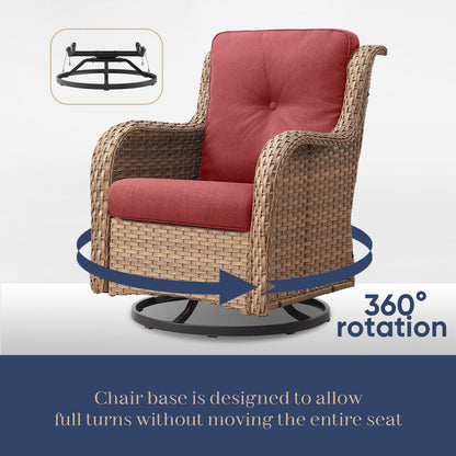 Set da bistrot girevole da esterno Pocassy da 3 pezzi, sedie a dondolo in vimini