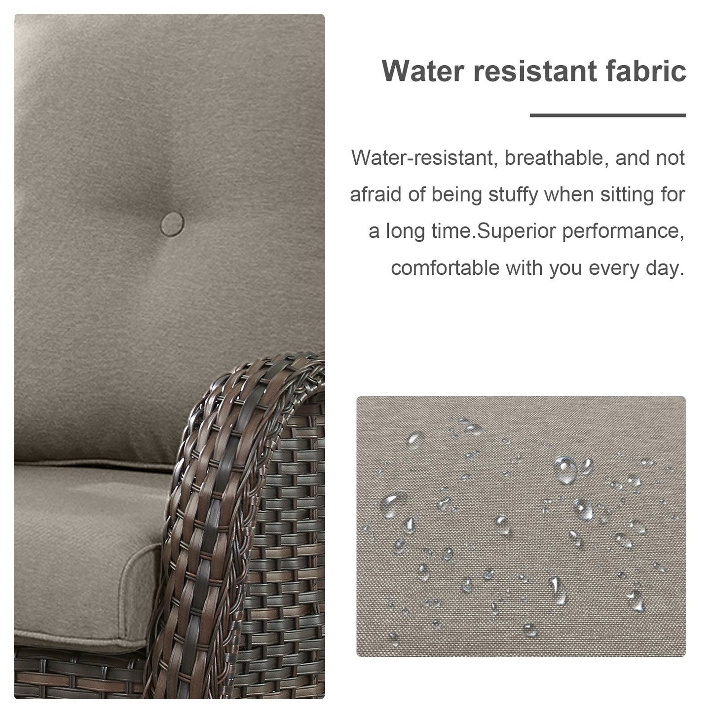 Set da bistrot girevole da esterno Pocassy da 3 pezzi, sedie a dondolo in vimini