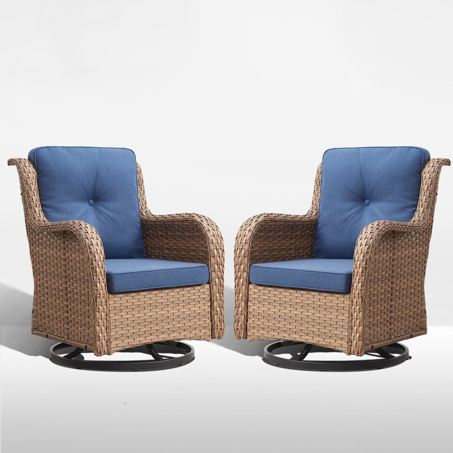 Set da bistrot girevole da esterno Pocassy da 3 pezzi, sedie a dondolo in vimini