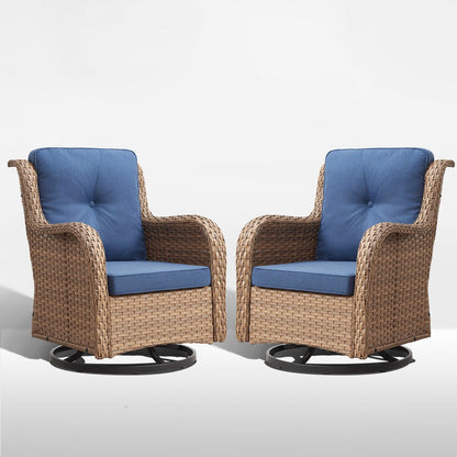 Set da bistrot girevole da esterno Pocassy da 3 pezzi, sedie a dondolo in vimini