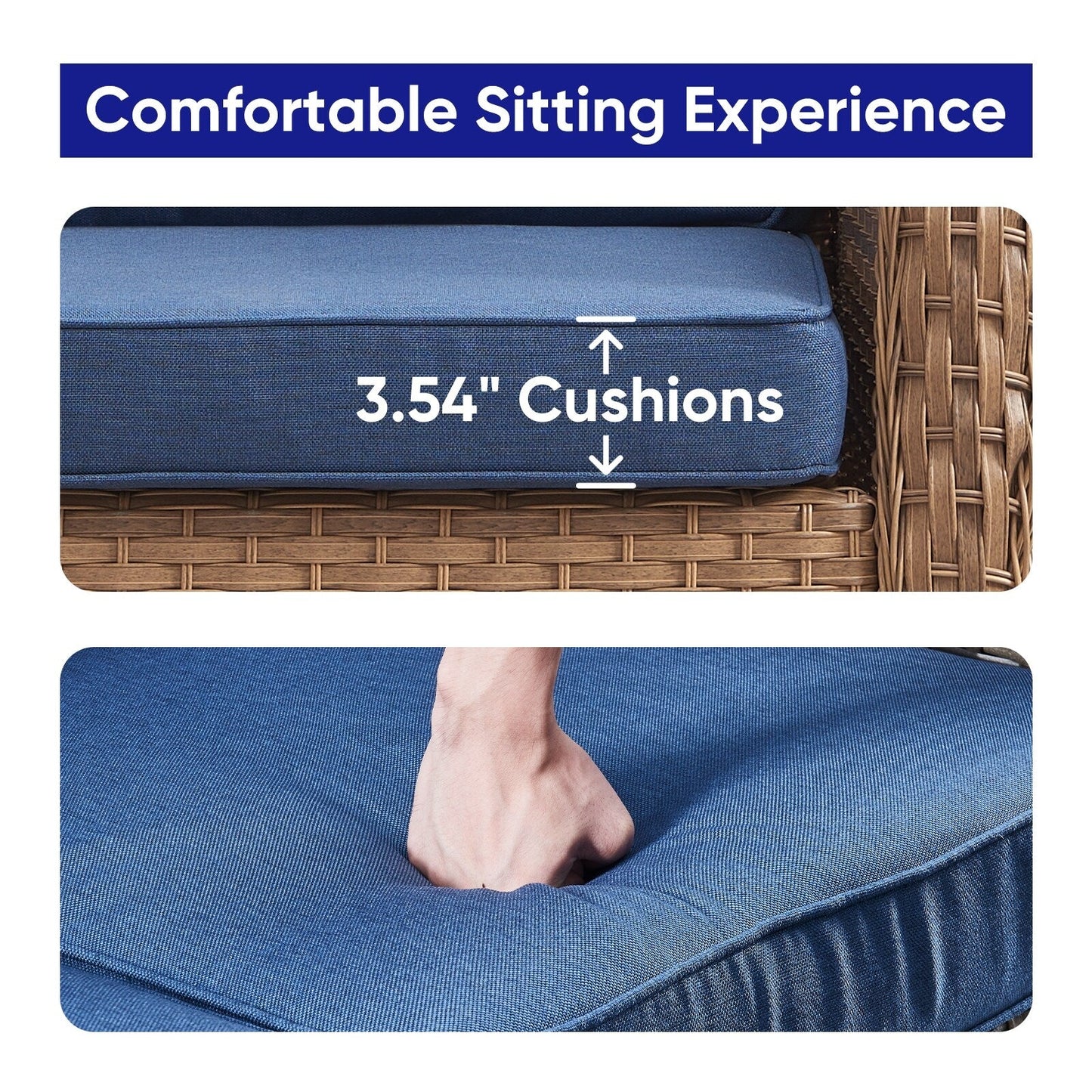 Set da bistrot girevole da esterno Pocassy da 3 pezzi, sedie a dondolo in vimini