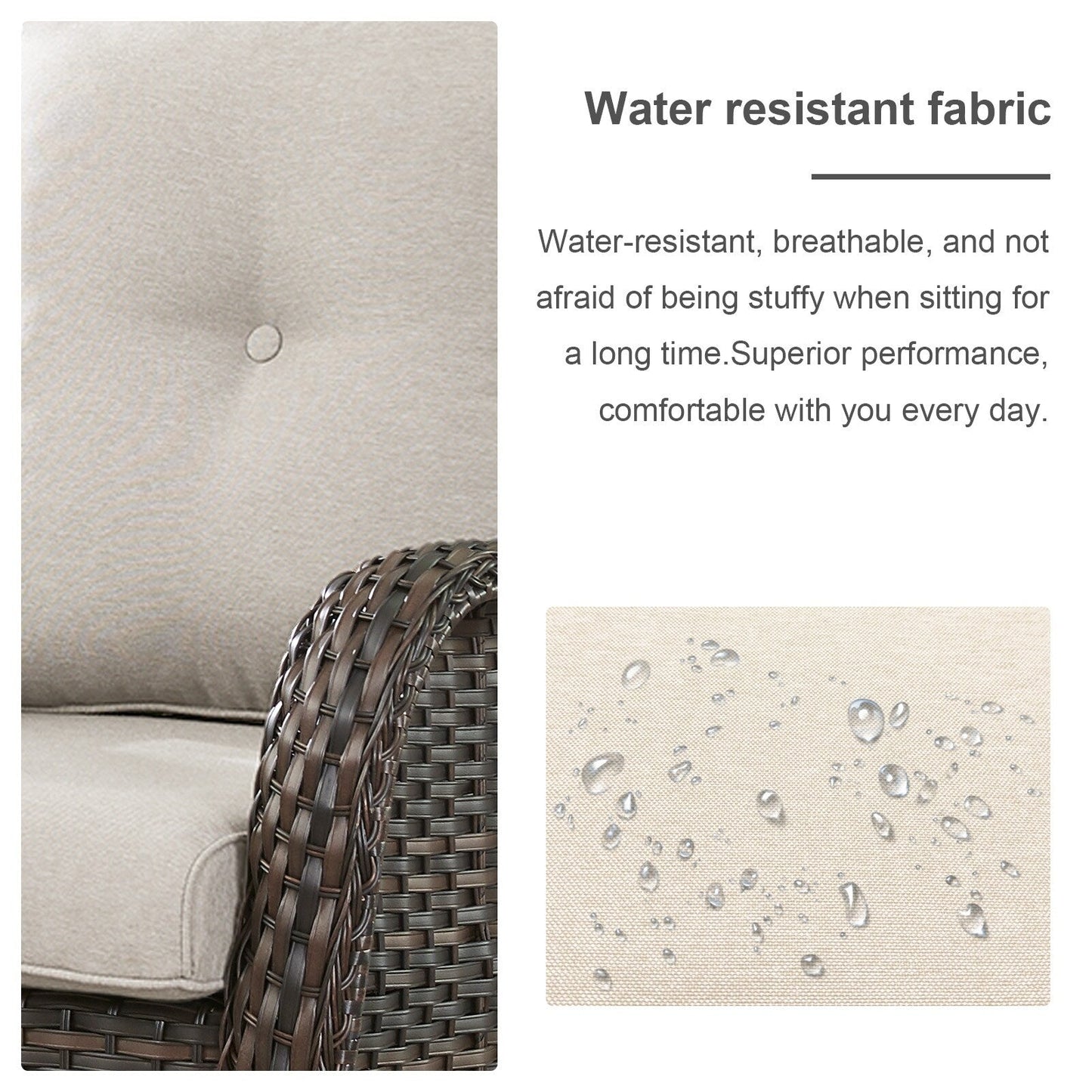 Set da bistrot girevole da esterno Pocassy da 3 pezzi, sedie a dondolo in vimini