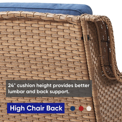 Set da bistrot girevole da esterno Pocassy da 3 pezzi, sedie a dondolo in vimini