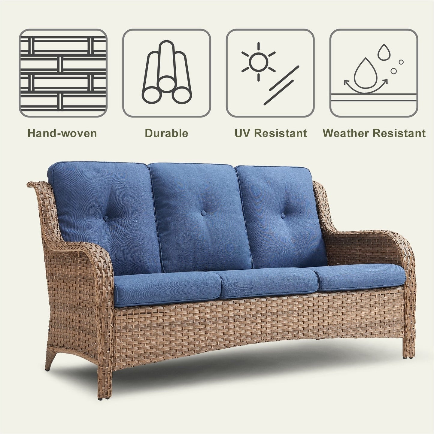 Divano da esterno Pocassy, ​​4 pezzi, sedia da giardino con tavolino